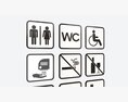 Public Spaces Warning Square Sign Set 3Dモデル