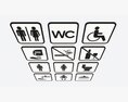 Public Spaces Warning Square Sign Set 3D 모델 