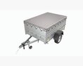 Single Axle Car Trailer With Extra Walls Cover Jockey Wheel 3d model back view
