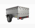 Single Axle Car Trailer With Extra Walls Cover Jockey Wheel 3d model side view