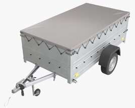 Single Axle Car Trailer With Extra Walls Cover Jockey Wheel Extended 3D model