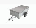 Single Axle Car Trailer With Extra Walls Cover Jockey Wheel Extended 3Dモデル 後ろ姿