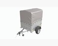 Single Axle Car Trailer With Extra Walls Cover Jockey Wheel High Frame 3d model back view