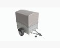 Single Axle Car Trailer With Extra Walls Cover Jockey Wheel High Frame 3Dモデル wire render
