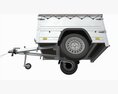 Single Axle Car Trailer With Extra Walls Cover Jockey Wheel High Frame 3d model top view