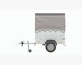 Single Axle Car Trailer With Extra Walls Cover Jockey Wheel High Frame 3d model front view