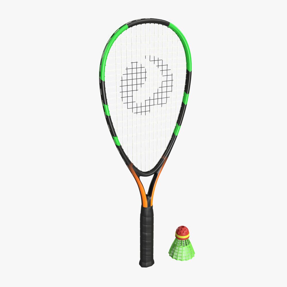 Speedminton Racquet With Shuttlecock 3Dモデル