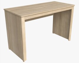 Study Desk Wooden Simple 3D-Modell