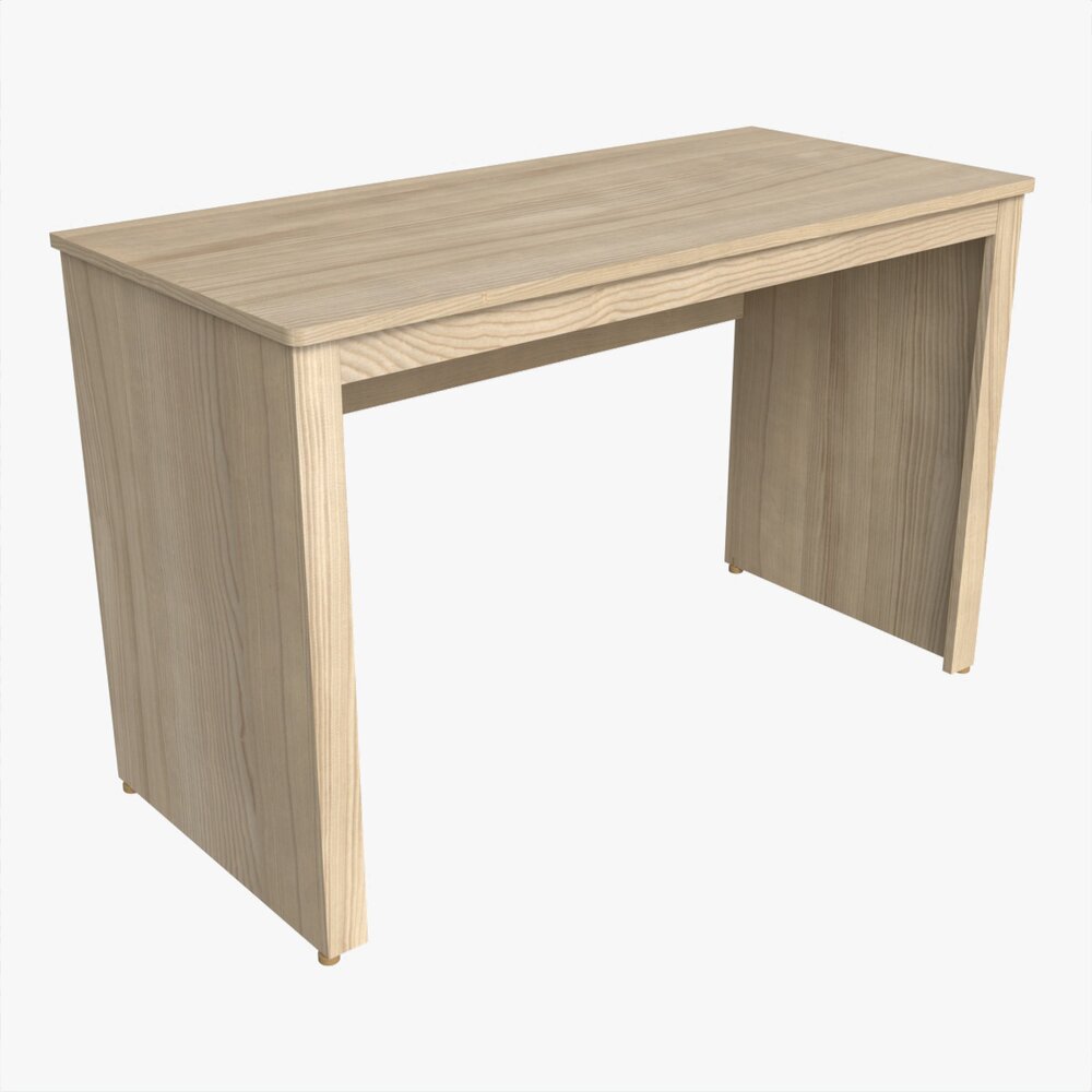 Study Desk Wooden Simple 3D 모델 