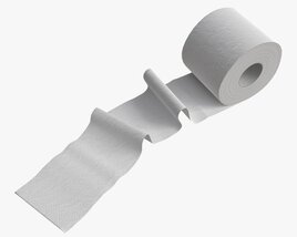 Toilet Paper Roll With Unrolled Part 3D模型