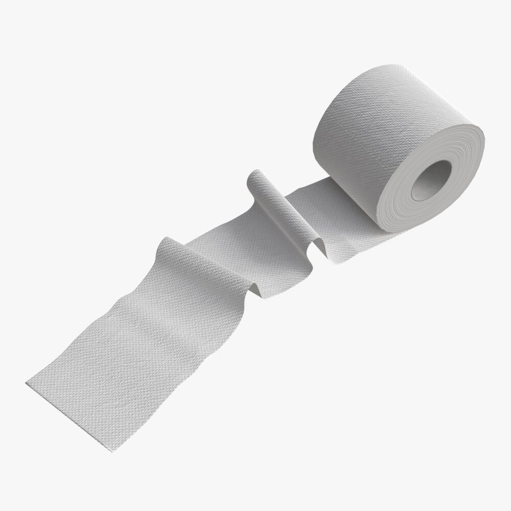 Toilet Paper Roll With Unrolled Part 3D 모델 