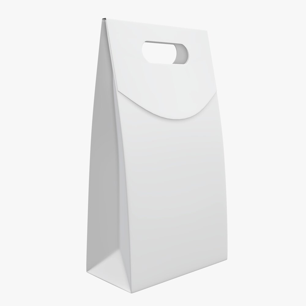 Blank White Paper Carry Bag Package Mock Up 3D model