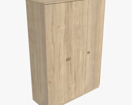 Wardrobe 3-door Wooden Modèle 3D