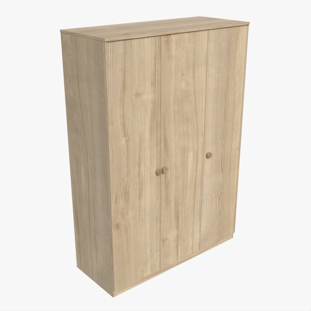 Wardrobe 3-door Wooden Modèle 3d