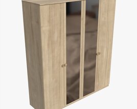 Wardrobe 4-door Wooden With Mirrors Modèle 3D