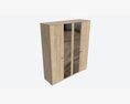 Wardrobe 4-door Wooden With Mirrors Modèle 3d