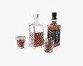 Whiskey Jack Daniels Decanter Bottle With Glasses 3D 모델 