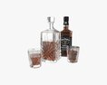 Whiskey Jack Daniels Decanter Bottle With Glasses 3D 모델 