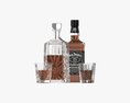 Whiskey Jack Daniels Decanter Bottle With Glasses 3d model