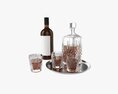 Whiskey Set On Tray Decanter Bottle And Glasses 3d model