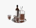 Whiskey Set On Tray Decanter Bottle And Glasses 3d model