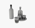 Whiskey Set On Tray Decanter Bottle And Glasses Modèle 3d