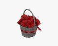 Bouquet Of Red Roses In Wicker Basket 3D模型