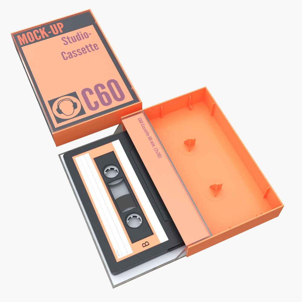 Audio Cassette With Cover 3D модель