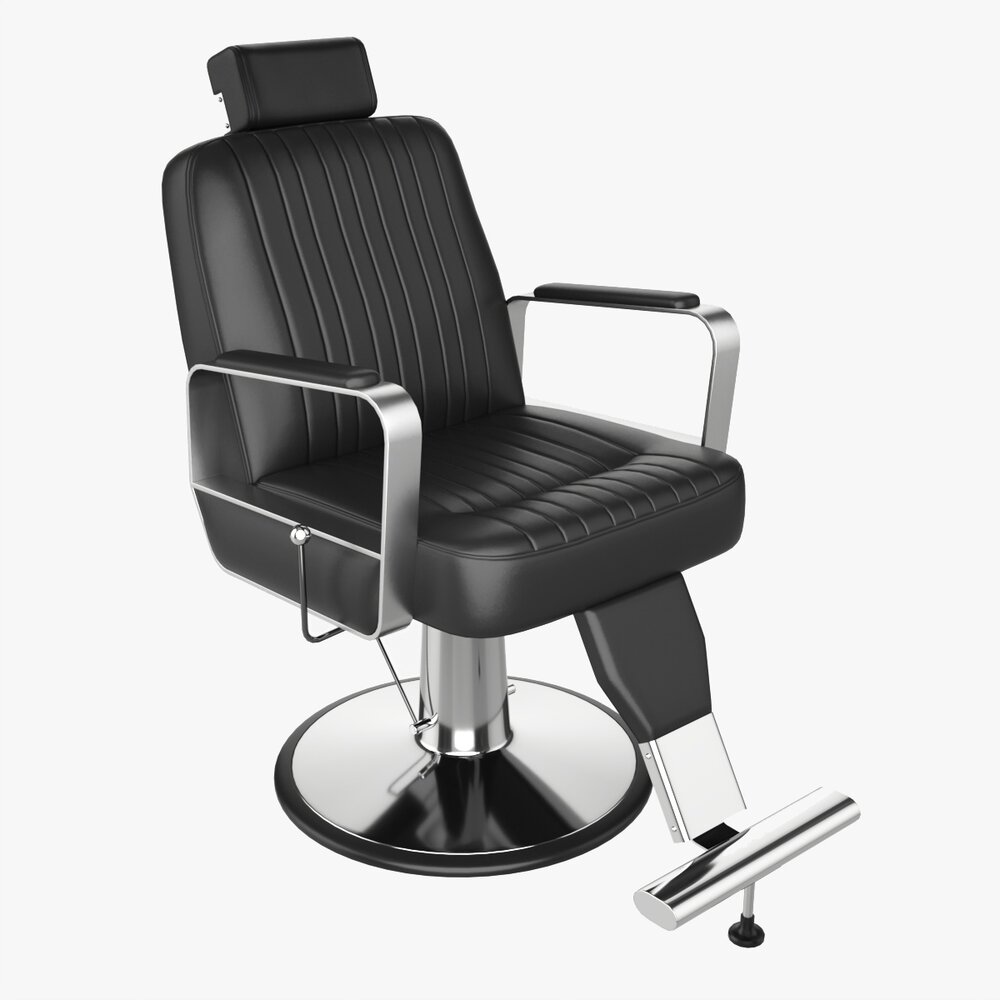 Barber Chair For Barbershop Salon Leather 3D 모델 