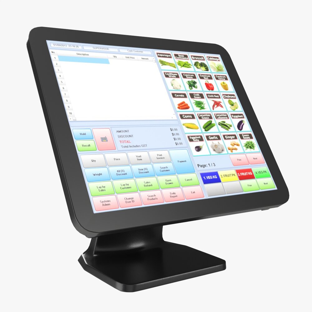 Cash Register POS With Touch Screen 3d model