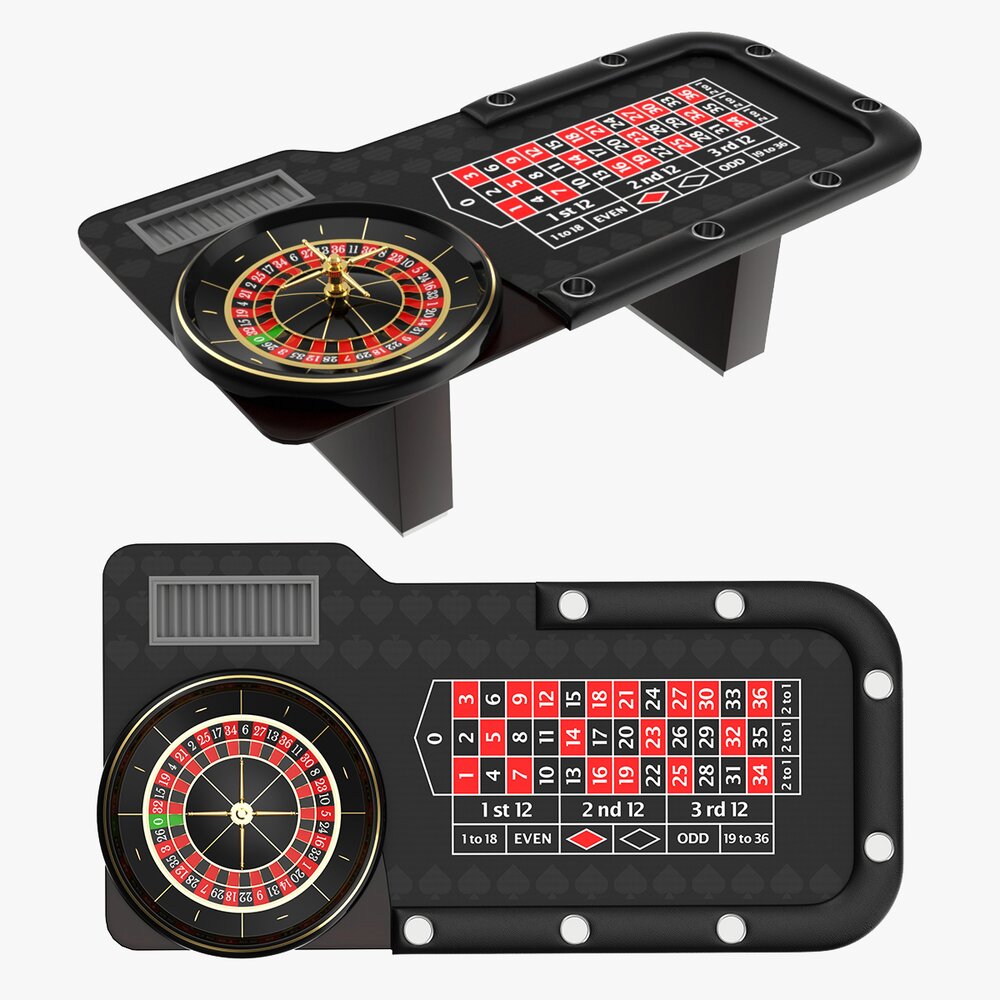 Casino European Table With Roulette Wheel Modèle 3D
