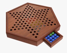 Chinese Checkers Wooden Board Table Game Boxed 3D model