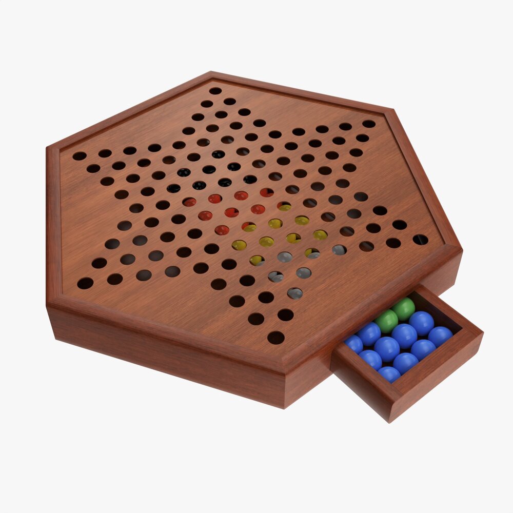 Chinese Checkers Wooden Board Table Game Boxed Modelo 3d