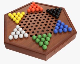 Chinese Checkers Wooden Board Table Game Unboxed Modèle 3D