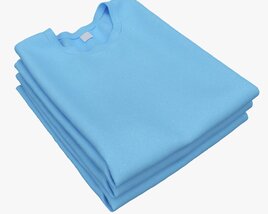 Clothing Classic Men T-shirts Stacked Blue 3D-Modell