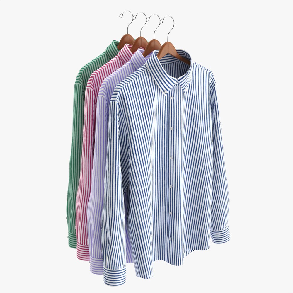 Clothing Long Sleeve Formal Shirts Men On Hanger 1 Modelo 3D