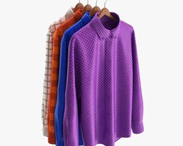 Clothing Long Sleeve Formal Shirts Men On Hanger 2 3D-Modell