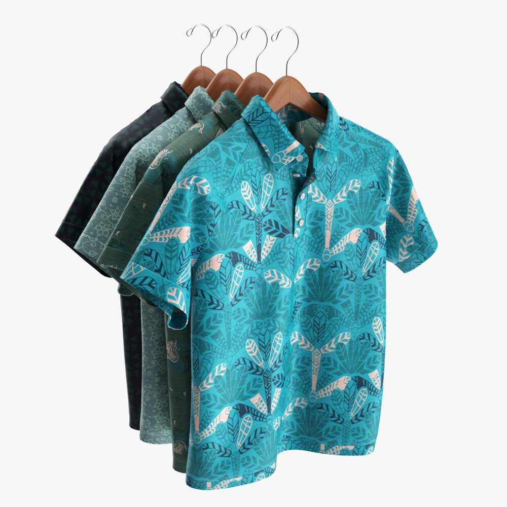 Clothing Short Sleeve Polo Shirts Men On Hanger 1 3D 모델 