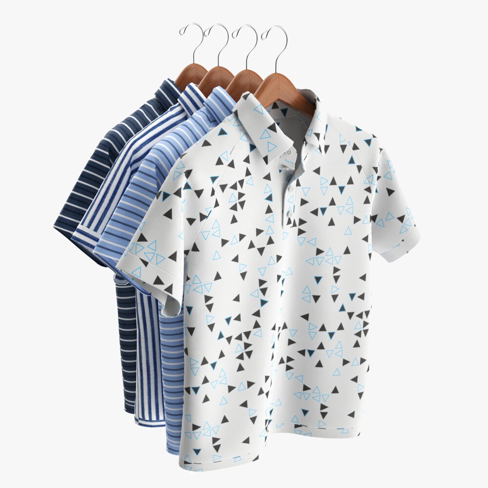 Clothing Short Sleeve Polo Shirts Men On Hanger 2 3D 모델 