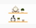 Floating Wooden Shelves With Decorations And Plants 3D 모델 