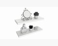 Floating Wooden Shelves With Decorations And Plants Modèle 3d