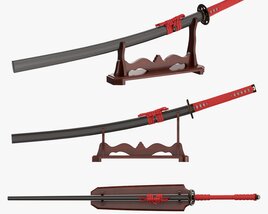 Japanese Sword Katana On A Stand 3Dモデル