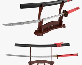 Japanese Sword Katana On A Two Stand 3D模型