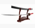 Japanese Sword Katana On A Two Stand 3D модель