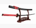 Japanese Sword Katana On A Two Stand 3D 모델 