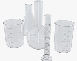Laboratory Glassware Flasks Measuring Cups 3D model