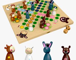 Ludo Animals Wooden Board Table Game Modèle 3D