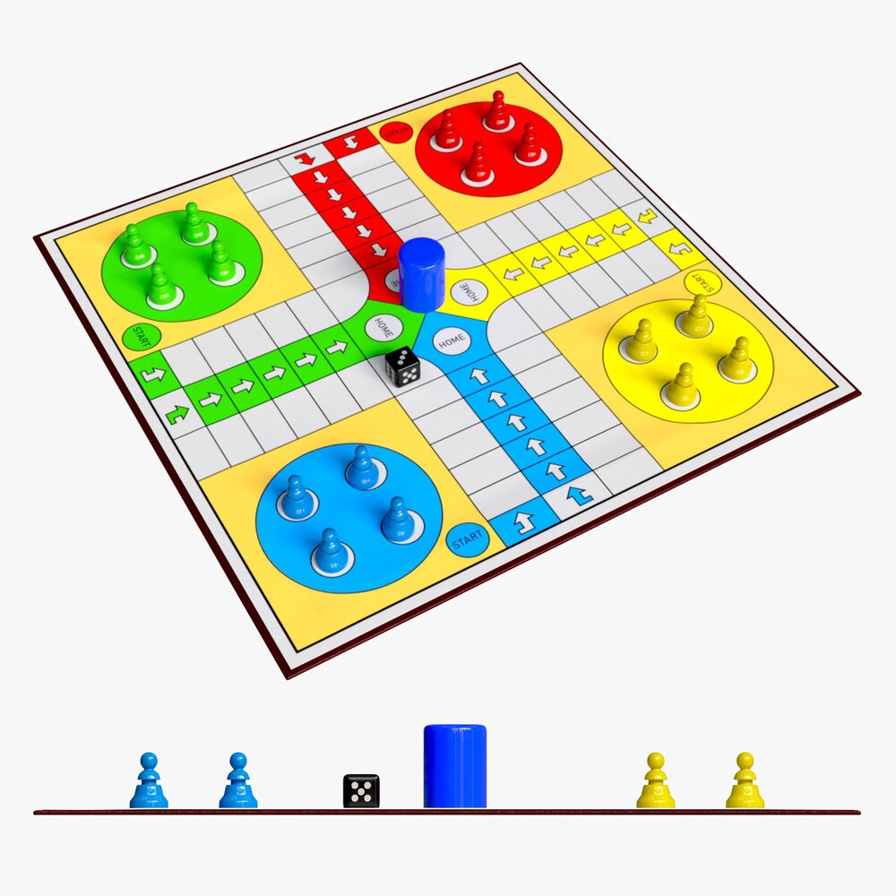 Ludo Traditional Board Table Strategy Game 3D 모델 