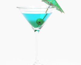 Martini Glass With Olive And Umbrella Modello 3D