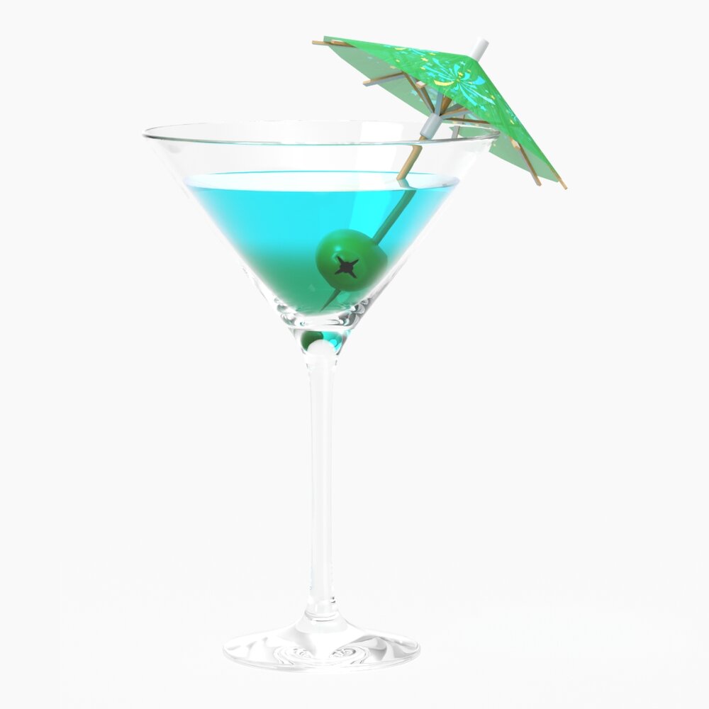 Martini Glass With Olive And Umbrella Modèle 3D